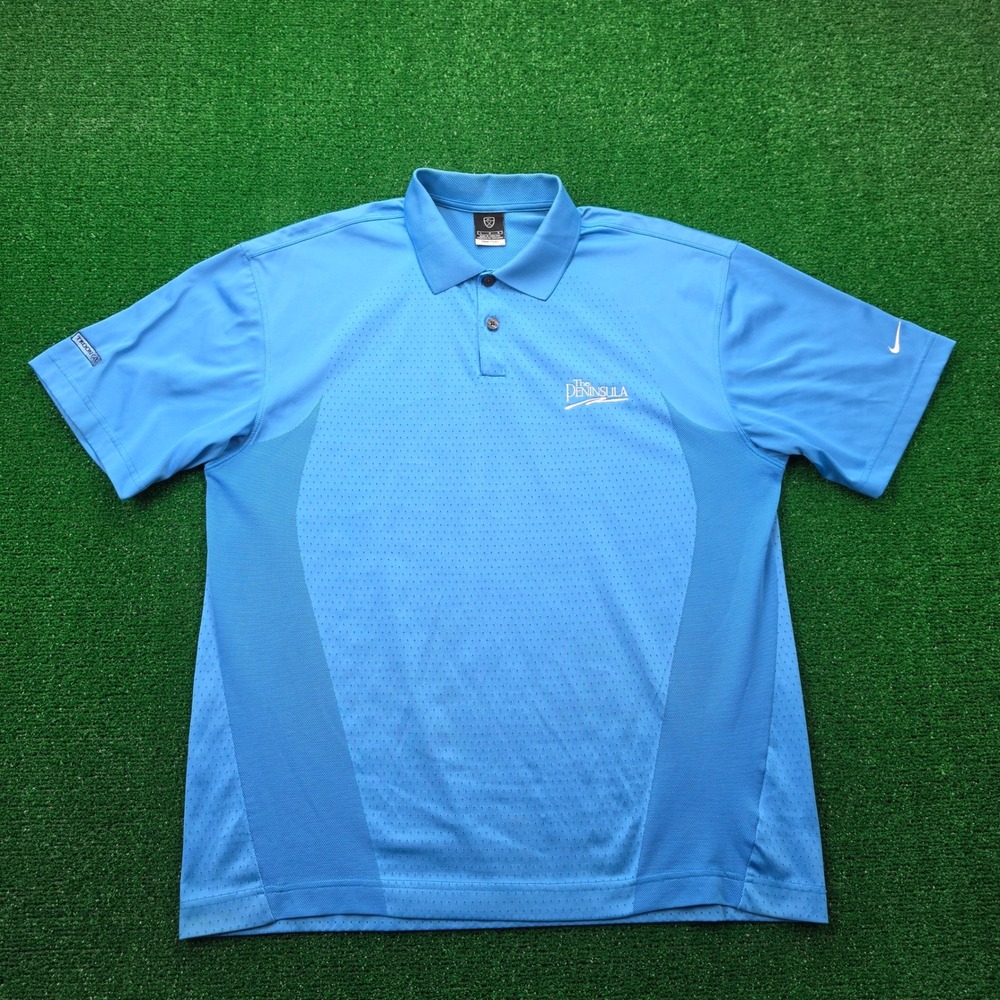 Nike Golf Nike FIT DRY The Peninsula Troon Polo Shirt Mens Large Blue Y2K
